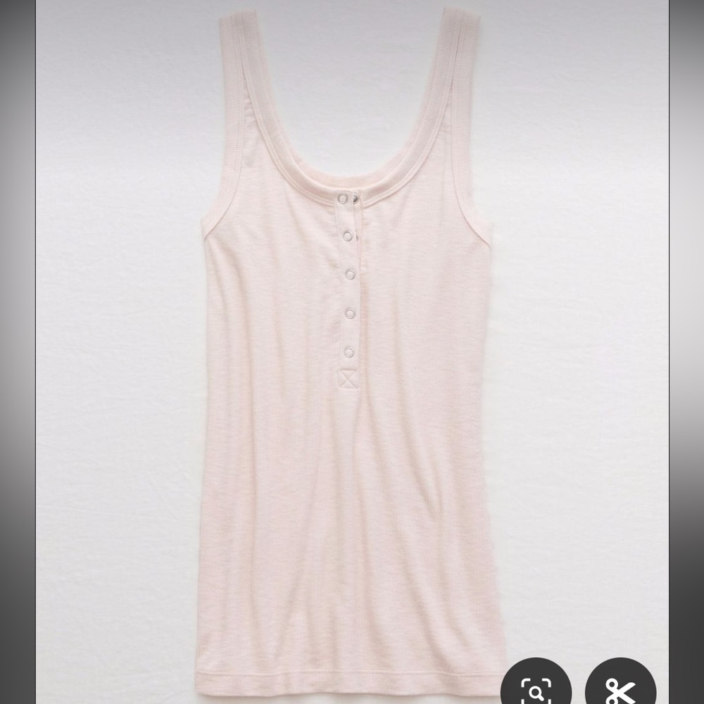 GUC aerie snap Saturday Henley tank in light pink
